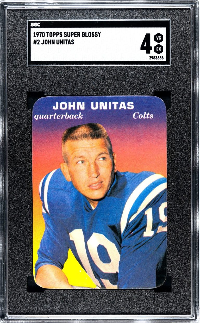 Johnny Unitas 1970 Topps Super Glossy Card #2- SGC Graded 4 VG-EX (Baltimore Col
