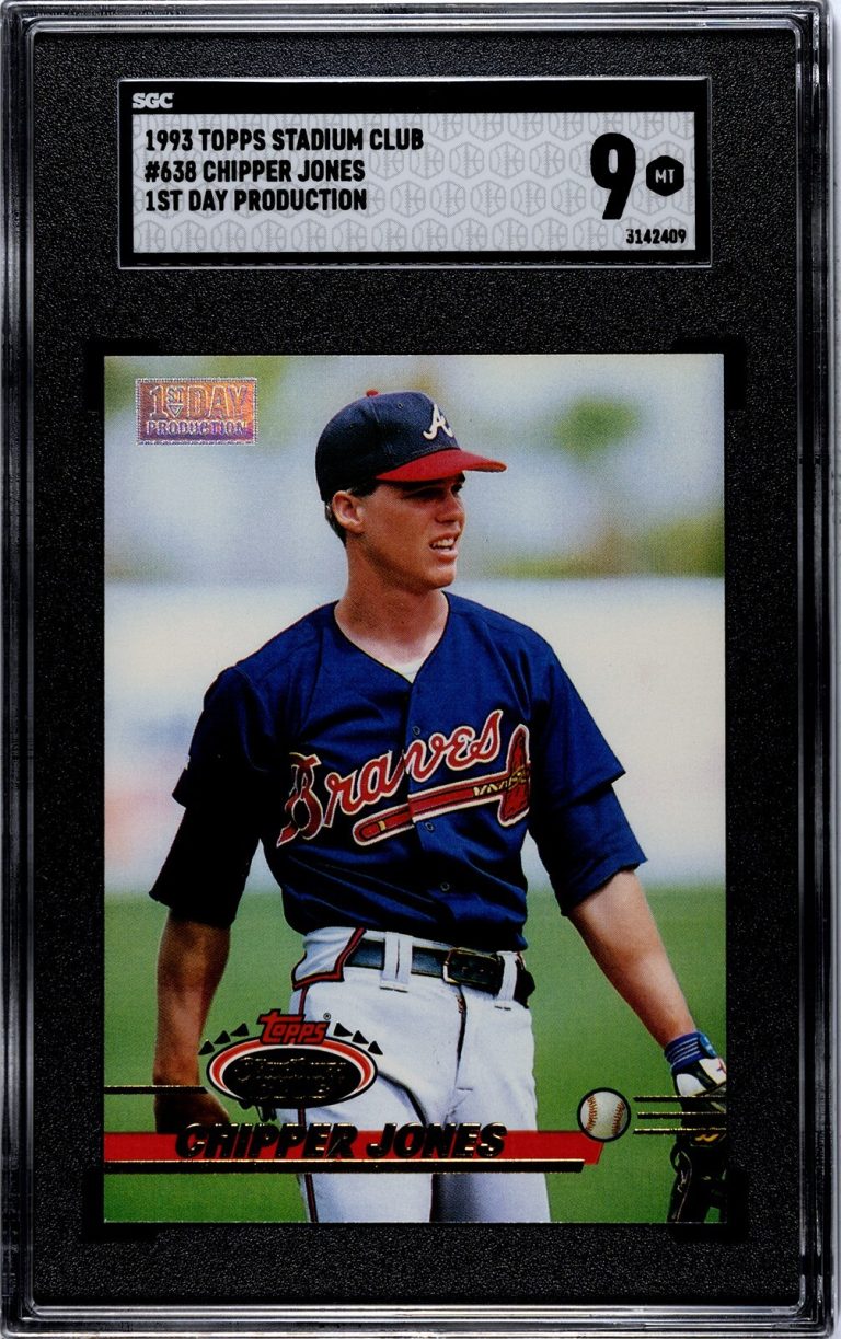 Chipper Jones 1993 Topps Stadium Club 1st Day Production Card #638- SGC Graded 9
