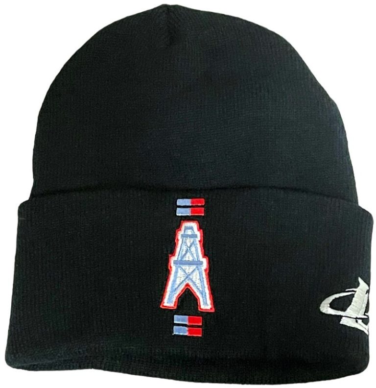 Houston Oilers Football NFL Logo Athletic Vintage Black Knit Hat Beanie - NEW