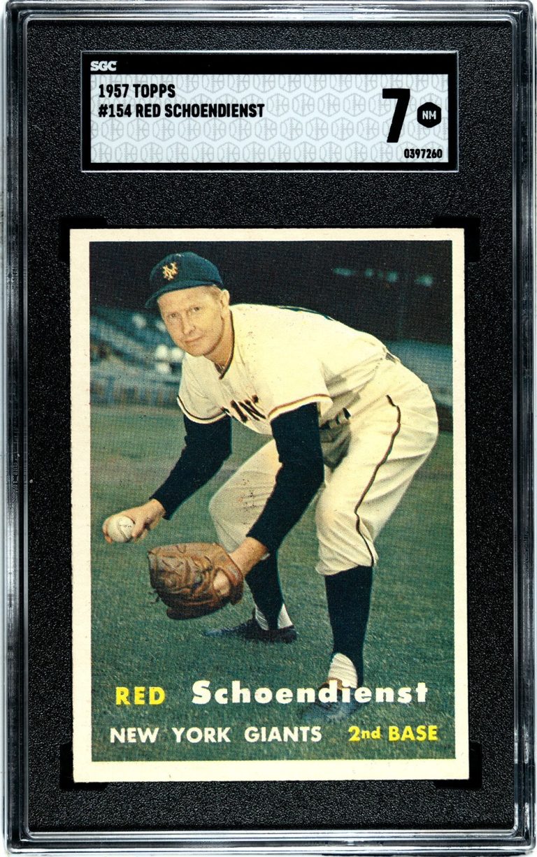 Red Schoendienst 1957 Topps Baseball Card #154- SGC Graded 7 NM