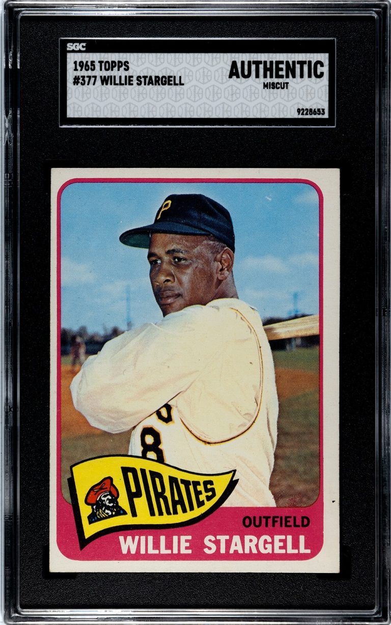 Willie Stargell 1965 Topps Baseball Card #377- SGC Slabbed Authentic/Miscut