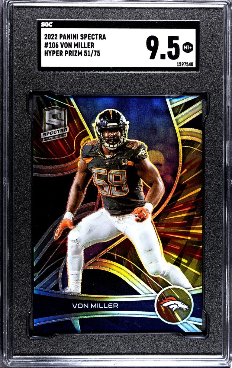 Von Miller 2022 Panini Spectra Hyper Prizm Card #106- /75- SGC Graded 9.5 MT+