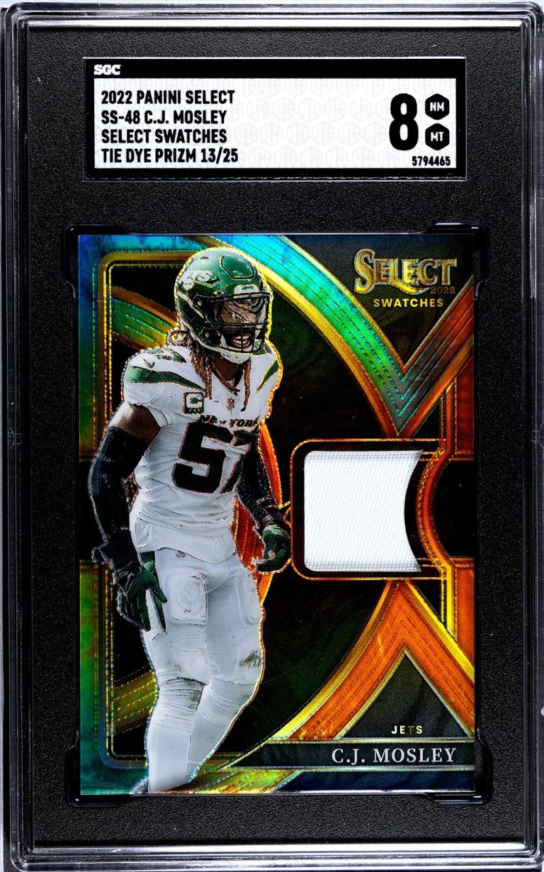 CJ/C.J. Mosley 2022 Panini Swatches Prizm Card #SS-48- /25- SGC Graded 8 NM-MT