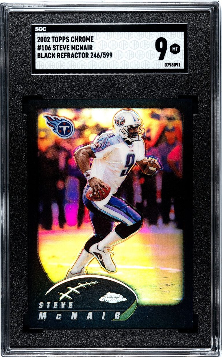 Steve McNair 2002 Topps Chrome Black Refractor Card #106- /599-SGC Graded 9 Mint