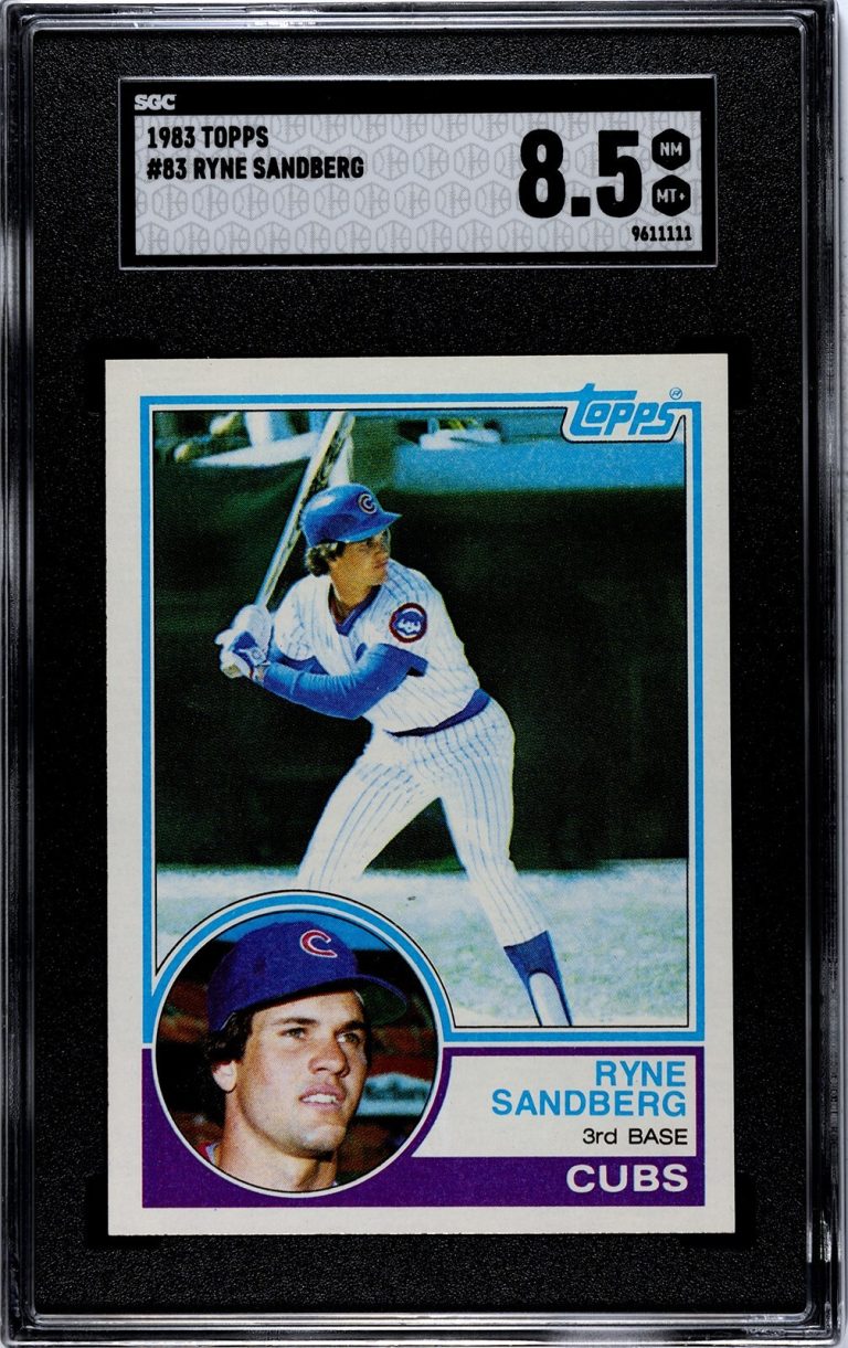 Ryne Sandberg 1983 Topps Rookie Card (RC) #83 Chicago Cubs SGC Graded 8.5 NM-MT+