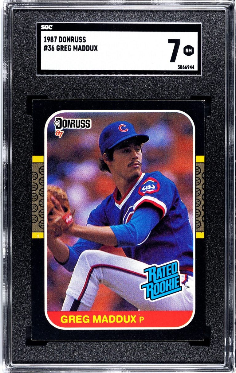 Greg Maddux 1987 Donruss Baseball Rookie Card (RC) #36 Cubs - SGC Graded 7 NM