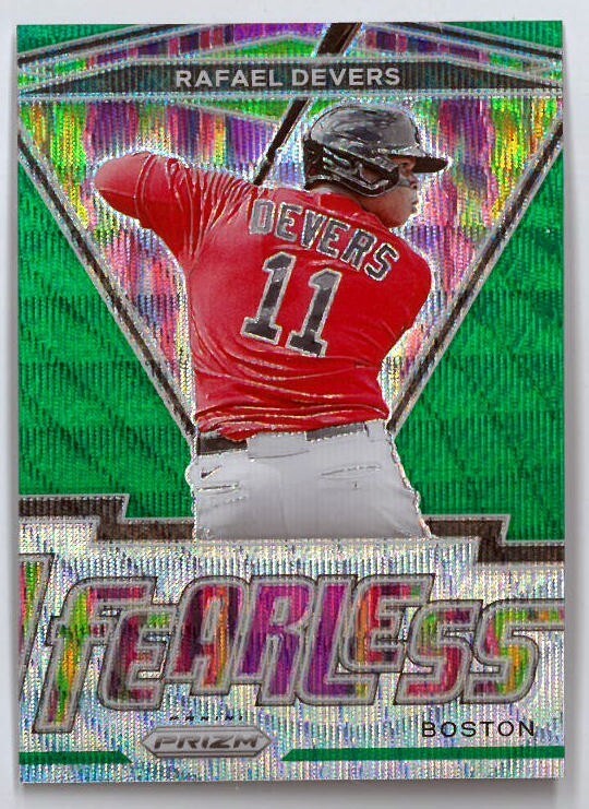 Rafael Devers 2021 Panini Prizm Fearless Green Wave Card #FR-4 (Boston Red Sox)