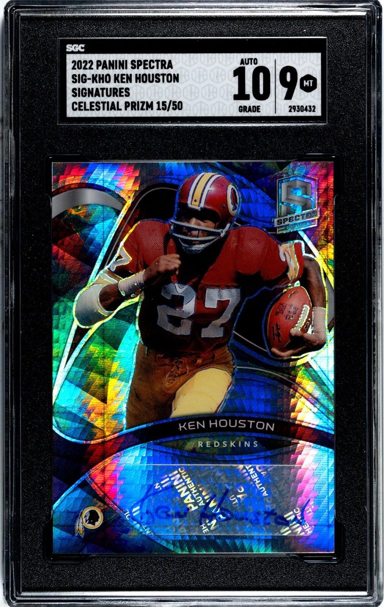 Ken Houston signed 2022 Panini Spectra Celestial Prizm Card #SIG-KHO- /50- SGC G