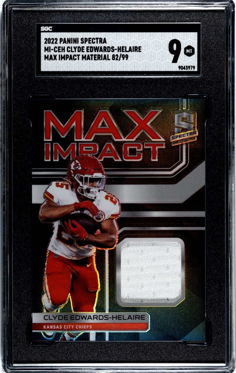 Clyde Edwards-Helaire 2022 Panini Spectra Max Impact Material Card #MI-CEM- /99-