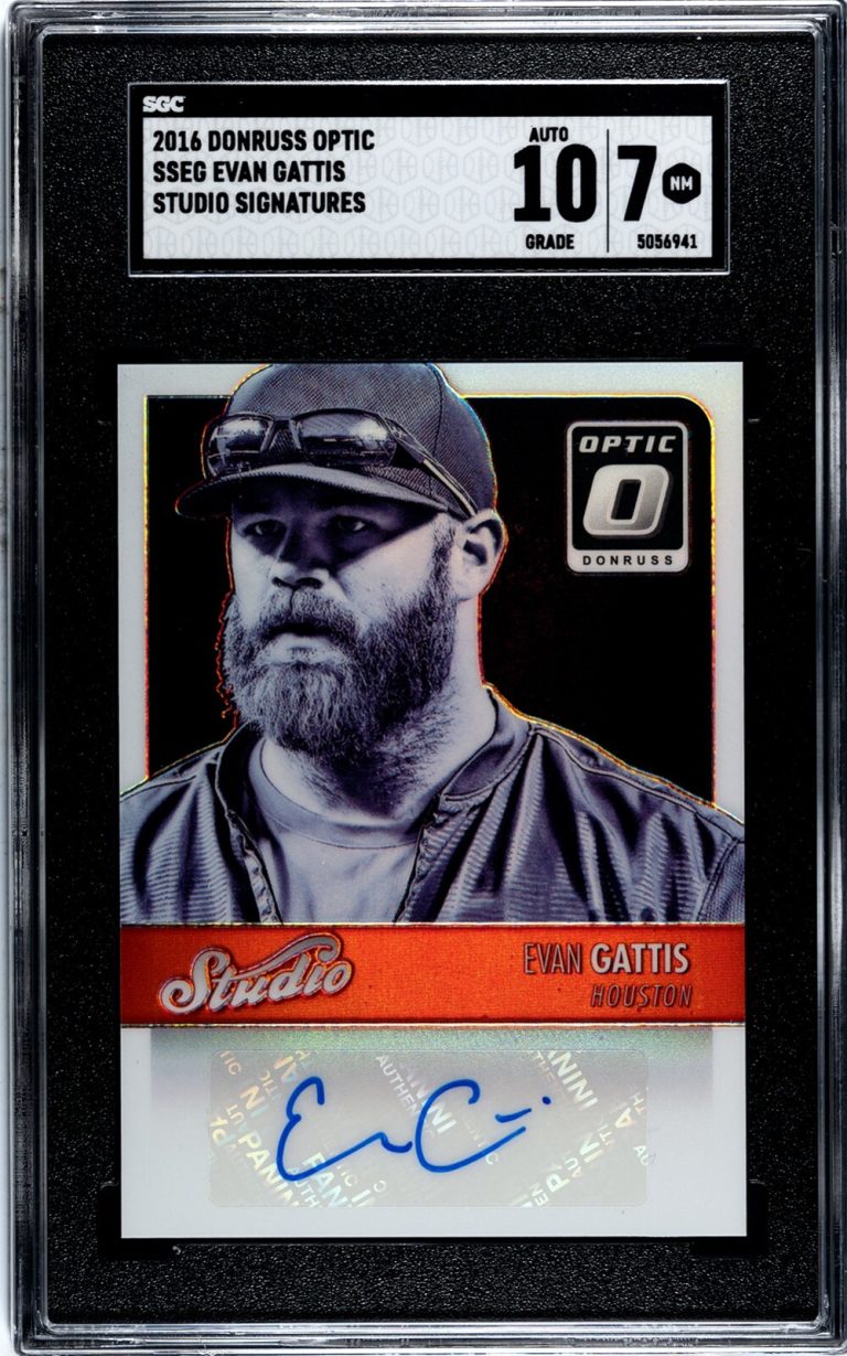 Evan Gattis signed 2016 Donruss Optic Studio Signatures Card- SGC Graded 7 NM/10