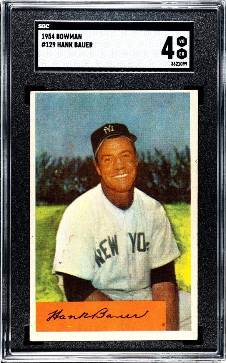 Hank Bauer 1954 Bowman Card Yankees #129- SGC Graded 4 VG-EX