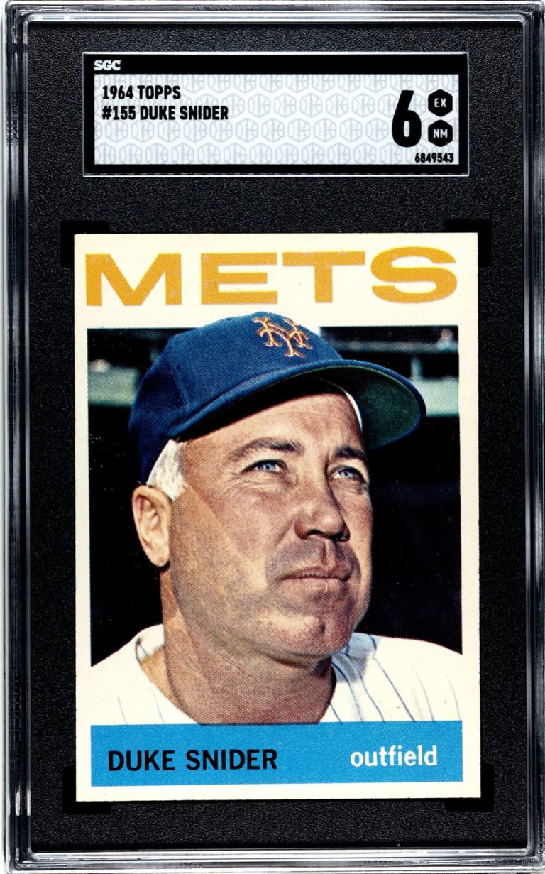 Duke Snider 1964 Topps Baseball Card #155 New York Mets- SGC Graded 6 EX-NM