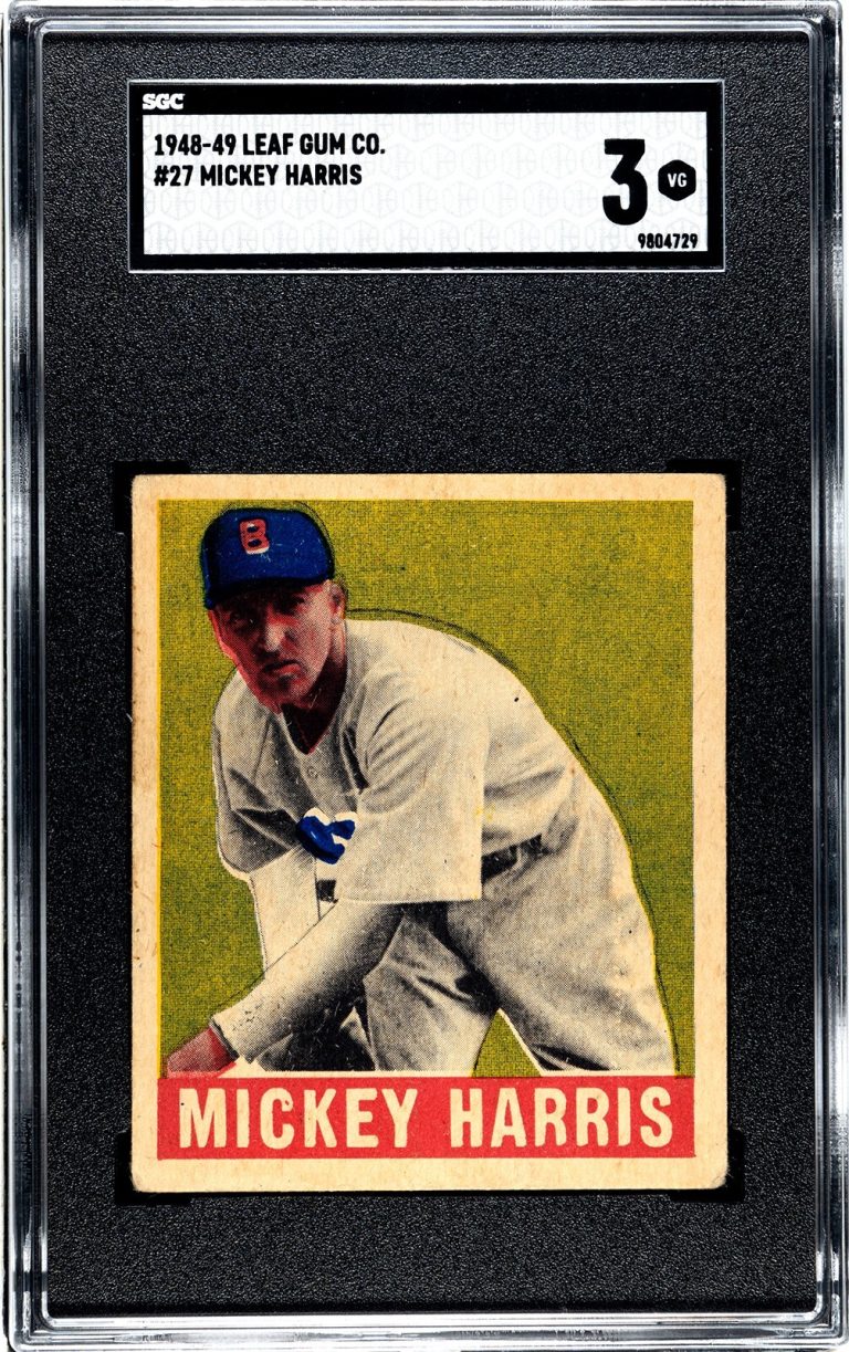 Mickey Harris 1948-49 Leaf Gum Co Baseball Card #27 Red Sox- SGC Graded 3 VG