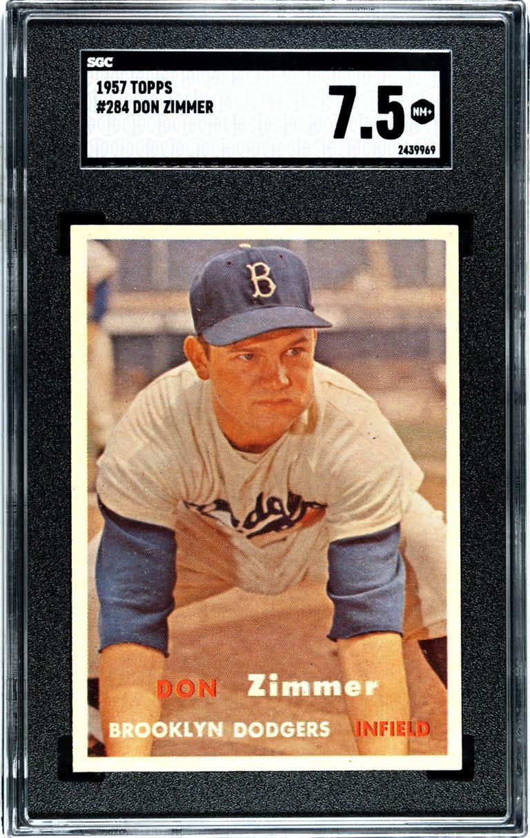 Don Zimmer 1957 Topps Baseball Card #284- SGC Graded 7.5 NM+ (Brooklyn Dodgers)