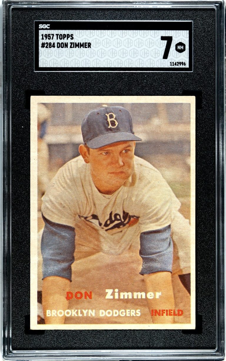 Don Zimmer 1957 Topps Baseball Card #284- SGC Graded 7 NM (Brooklyn Dodgers)