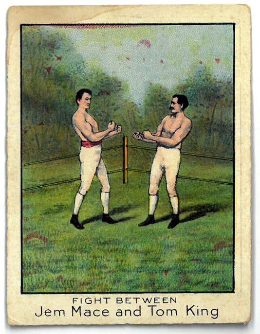 Jem Mace and Tom King 1910 T220 Mecca Cigarettes Prize Fighting Card