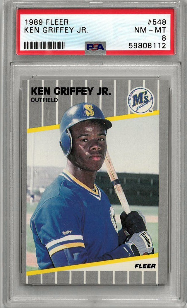 Ken Griffey, Jr. 1989 Fleer Rookie Card (RC) #548 Mariners- PSA Graded 8 NM-MT