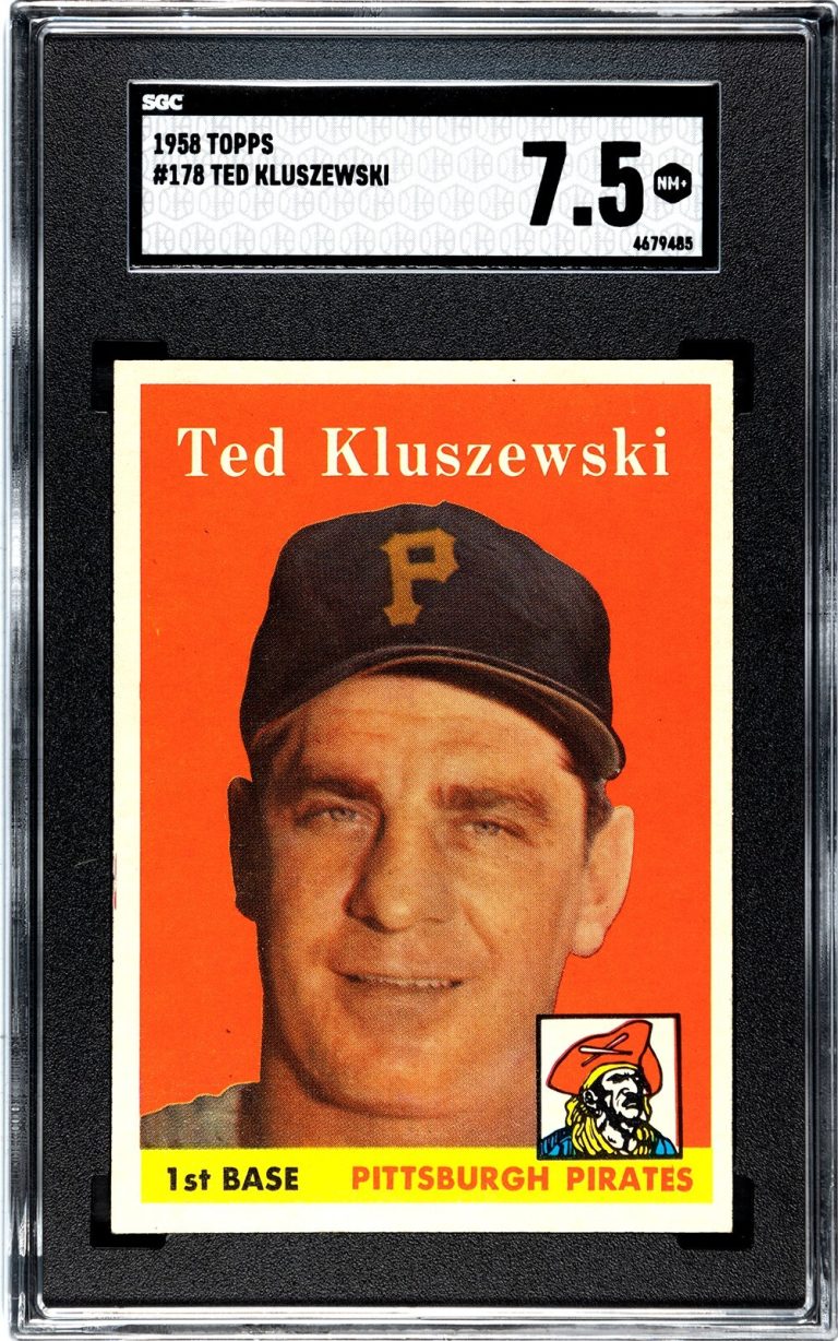 Ted Kluszewski 1958 Topps Baseball Card #178 Pirates - SGC Graded 7.5 NM+