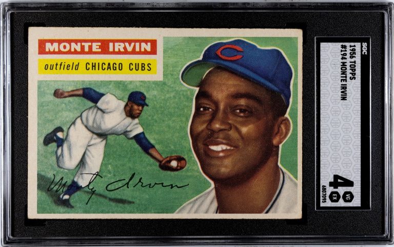 Monte Irvin 1956 Topps Baseball Card #194- SGC Graded 4 VG-EX (Chicago Cubs)