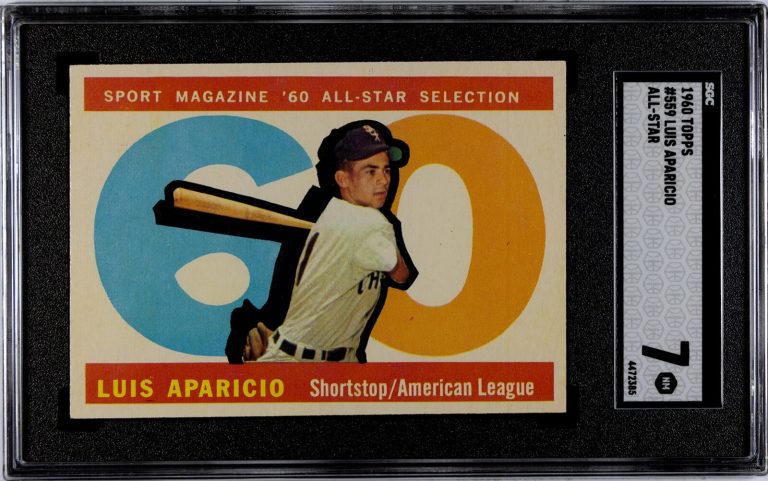 Luis Aparicio 1960 Topps All-Star Baseball Card #559-SGC Graded 7 NM (White Sox)
