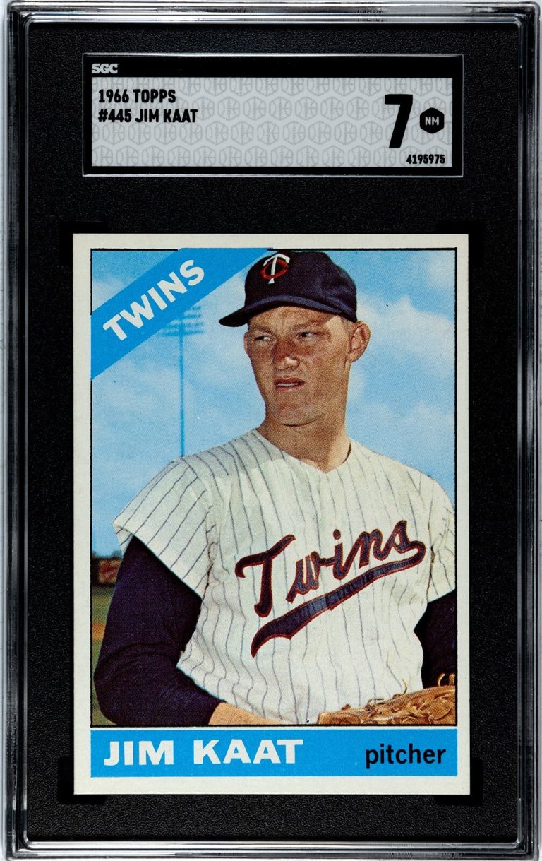 Jim Kaat 1966 Topps Baseball Card #445- SGC Graded 7 NM (Minnesota Twins/HOF)