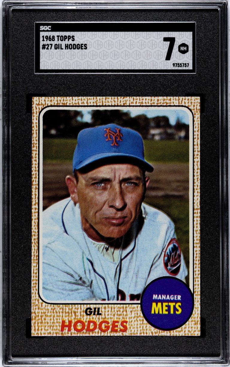 Gil Hodges 1968 Topps Baseball Card #27- SGC Graded 7 NM-  New York Mets/Manager