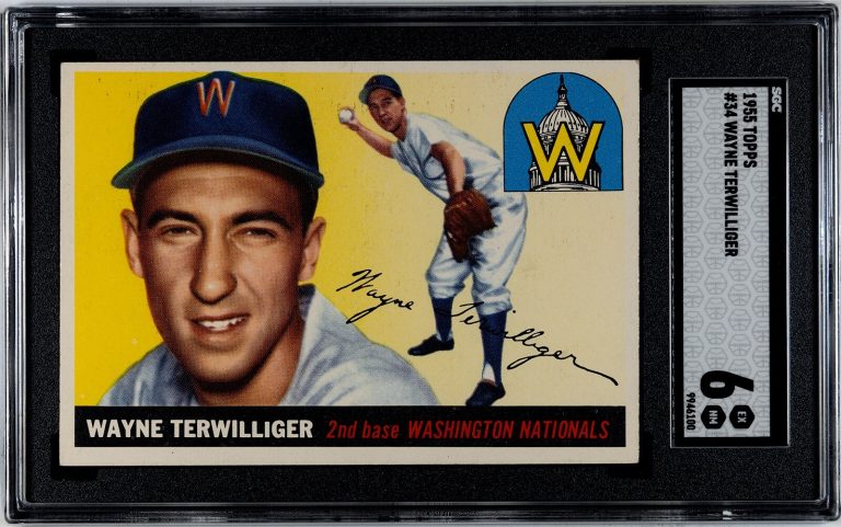 Wayne Terwilliger 1955 Topps Baseball Card #34- SGC Graded 6 EX-NM Senators