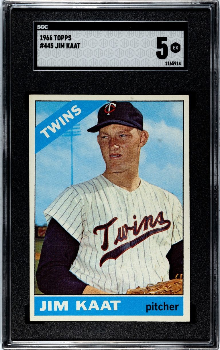 Jim Kaat 1966 Topps Baseball Card #445- SGC Graded 5 EX (Minnesota Twins/HOF)