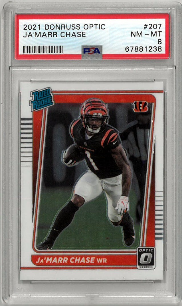 Ja'Marr Chase 2021 Panini Donruss Optic Rated Rookie Card- PSA Graded 8 NM-MT