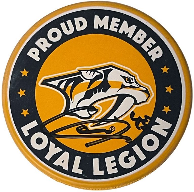 Alexandre Carrier signed Nashville Predators Proud Member Loyal Legion NHL Puck