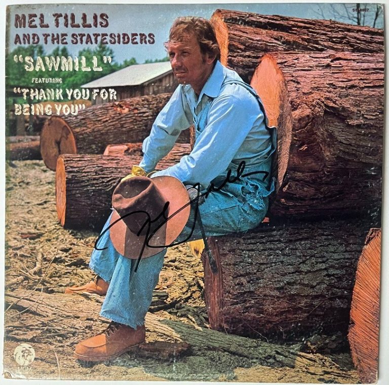 Mel Tillis signed 1973 Sawmill Country Album Cover/LP/Vinyl Record- JSA