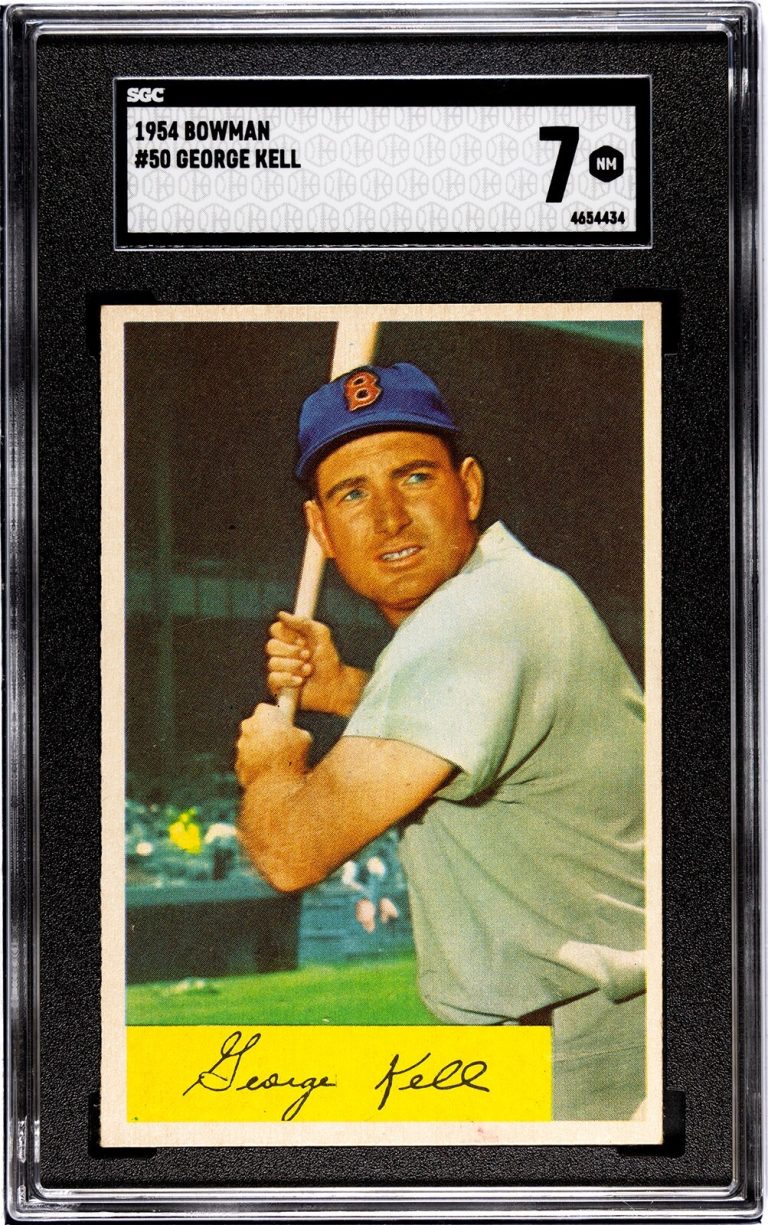 George Kell 1954 Bowman Baseball Card #50- SGC Graded 7 NM (Boston Red Sox/HOF)