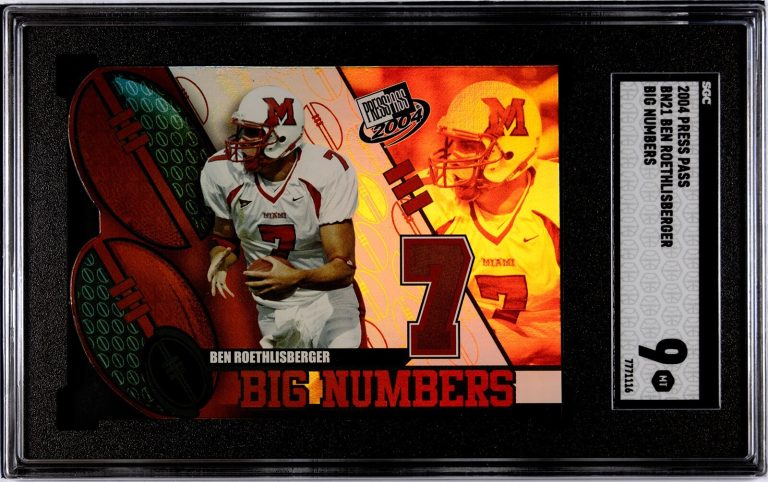 Ben Roethlisberger 2004 Press Pass Big Numbers Card (RC) #BN21 SGC Graded 9 MINT