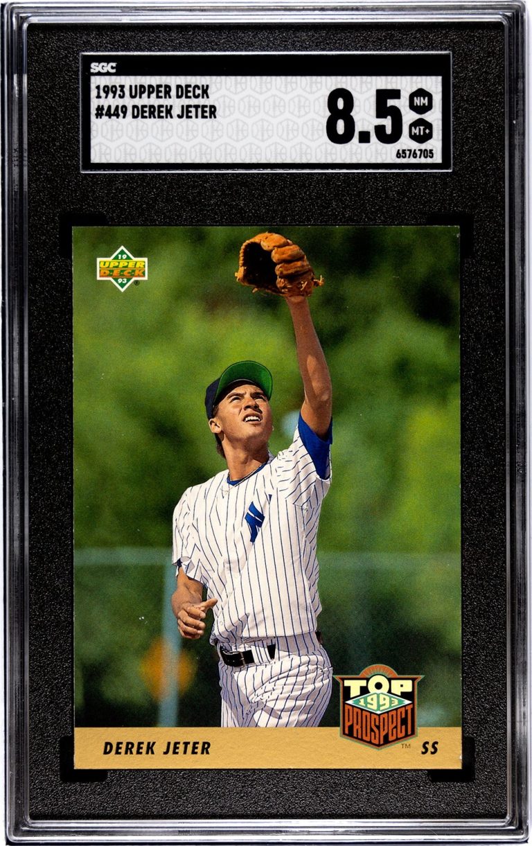Derek Jeter 1993 Upper Deck Rookie Card (RC) #449 Yankees- SGC Graded 8.5 NM-MT+