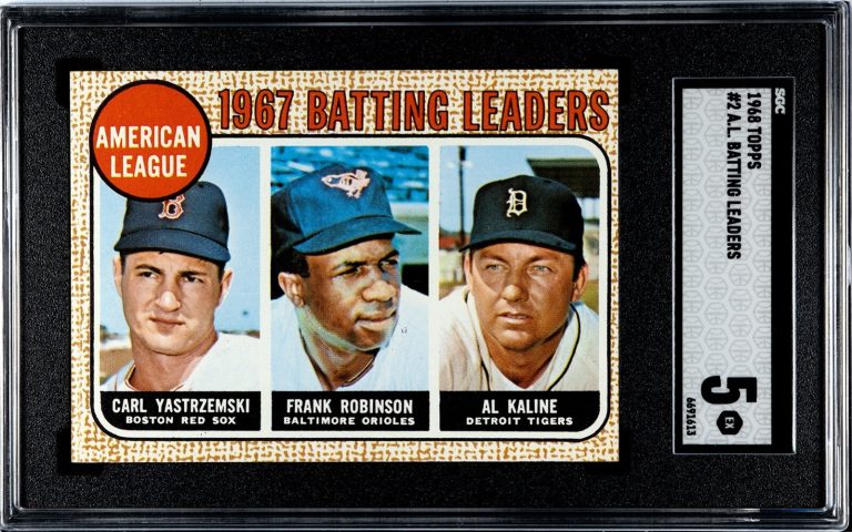 1968 Topps AL Batting Leaders Card #2- SGC Graded 5 EX-Yastrzemski/F. Robinson