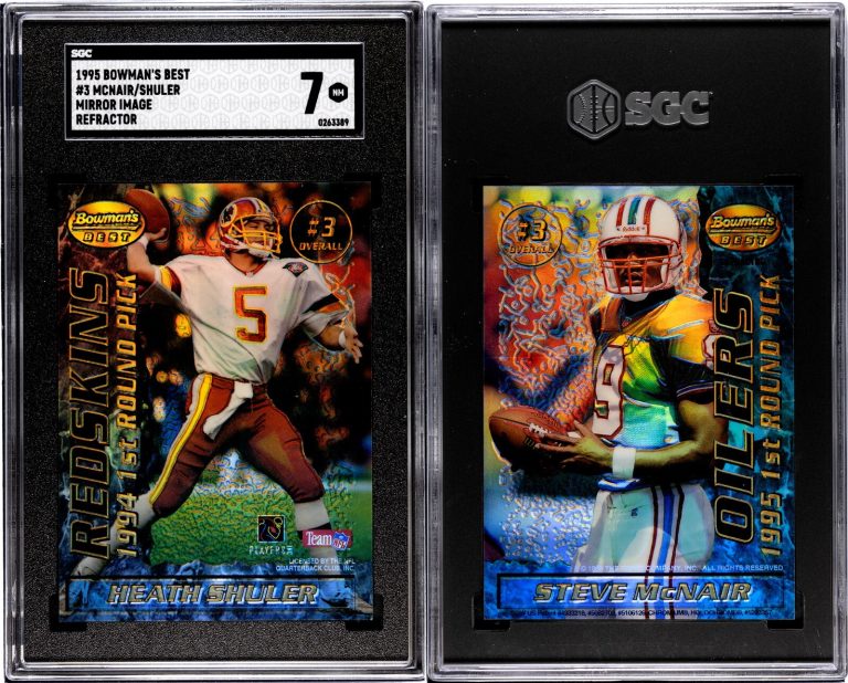 Steve McNair/Heath Shuler 1995 Bowman's Best Refractor Rookie Card- SGC Graded 7