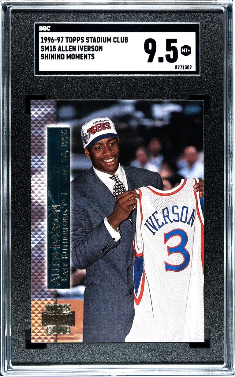 Allen Iverson 1996-97 Topps Stadium Club Rookie Card (RC) #SM15- SGC Graded 9.5