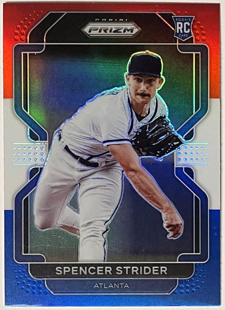 Spencer Strider 2022 Panini Prizm Tier III Red, White & Blue Rookie Card #240