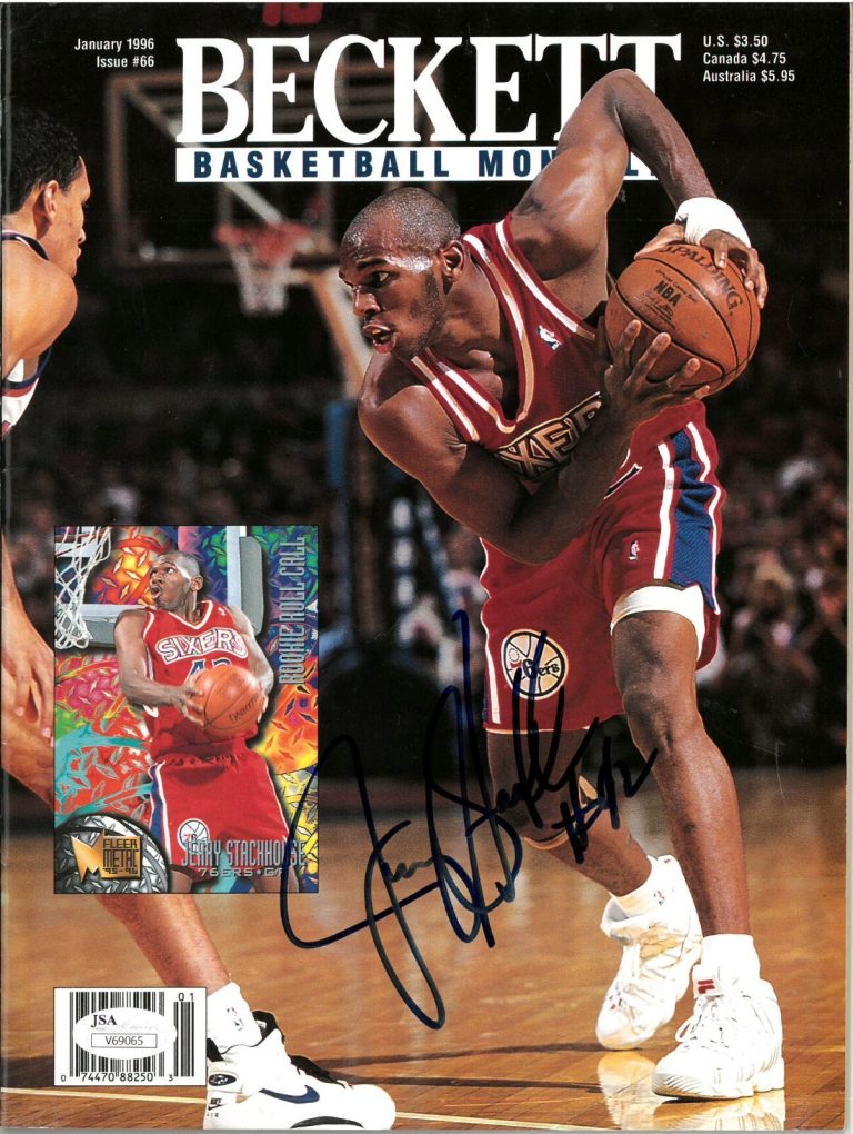 Jerry Stackhouse signed 1996 Beckett Basketball Monthly Full Magazine Jan 96-JSA