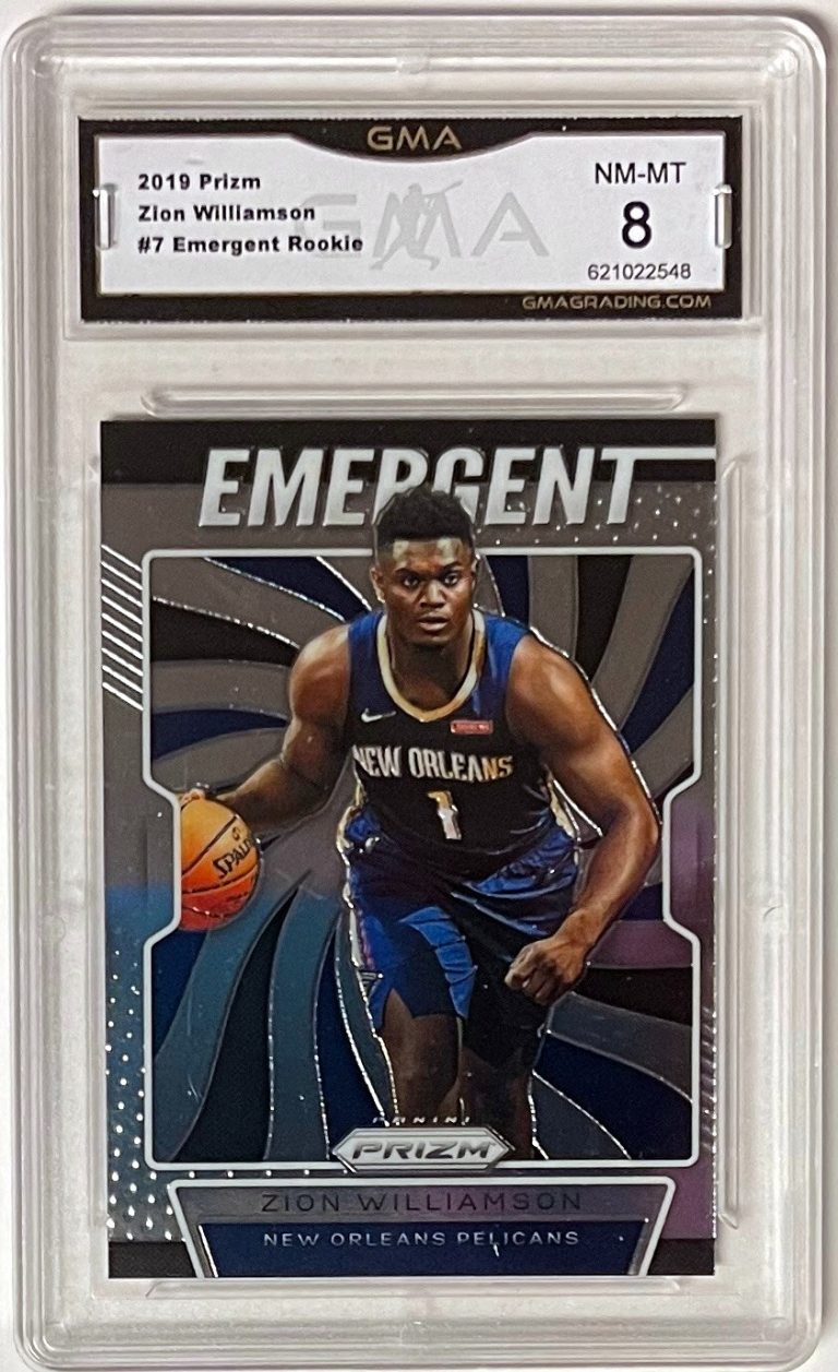 Zion Williamson 2019-20 Panini Prizm Emergent Rookie Card (RC) #7- GMA Graded 8