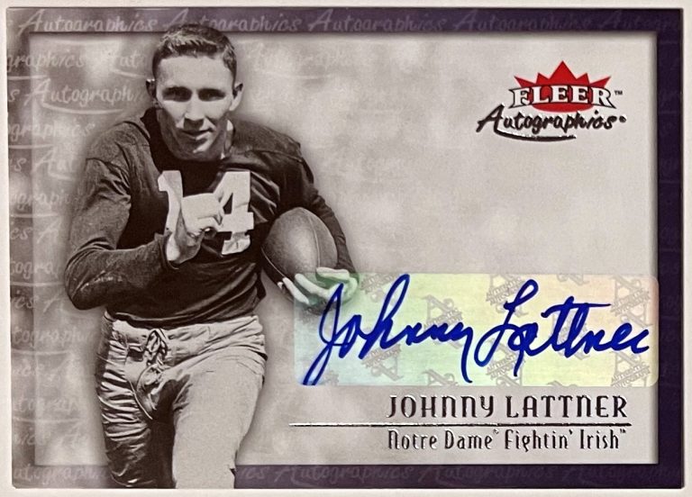 Johnny Lattner signed 2012 Fleer Retro Football Auto Card #00AU-JL (Notre Dame)