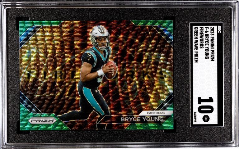 Bryce Young 2023 Panini Prizm Fireworks Green Wave RC Card F-6  SGC Graded 10 GM