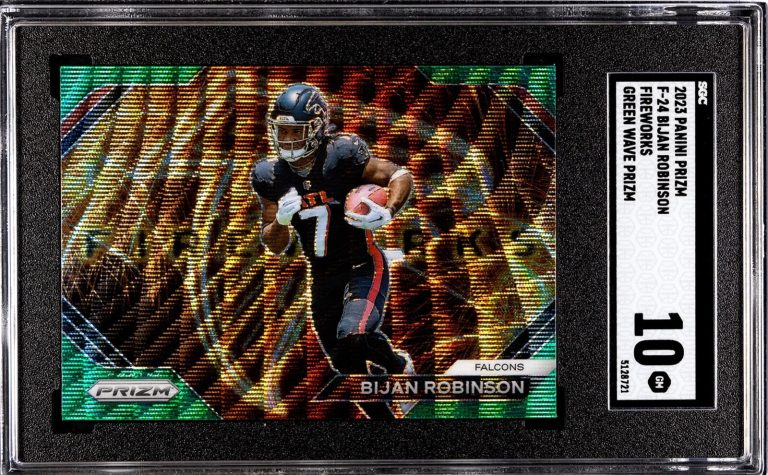 Bijan Robinson 2023 Panini Fireworks Green Wave Prizm RC  #F-24 - SGC Graded 10