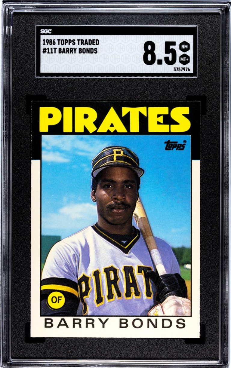 Barry Bonds 1986 Topps Traded Rookie Card (RC) #11T- SGC Graded 8.5 NM-MT+