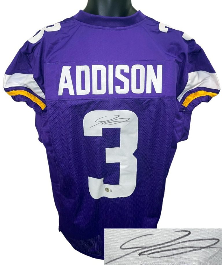 Jordan Addison signed Minnesota Purple Custom Stitched Pro Style Jersey- Beckett