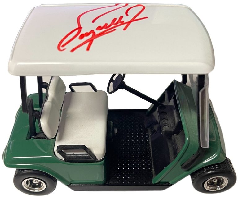 Fuzzy Zoeller signed SpecCast 1/16 Scale Golf Cart Die Cast Coin Bank NIB– COA