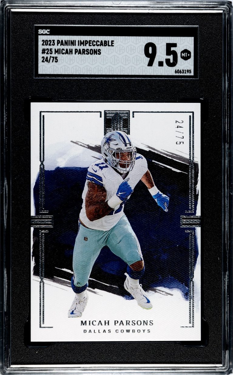 Micah Parsons 2023 Panini Impeccable Card #25- /75- SGC Graded 9.5 Mint+