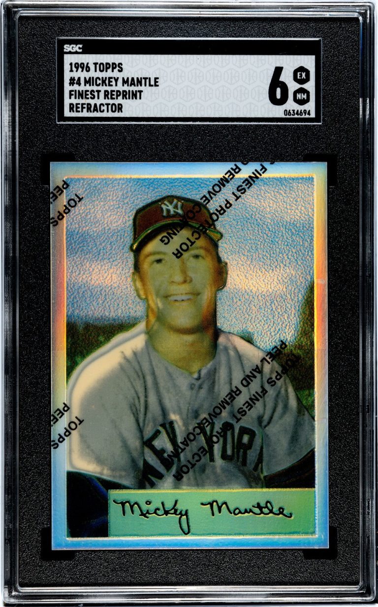 Mickey Mantle 1996 Topps Finest Reprint 1954 Refractor Card- SGC Graded 6 EX-NM