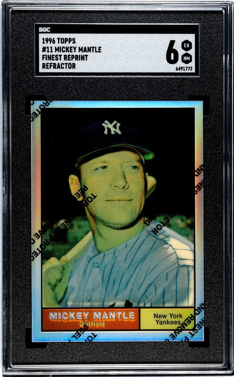 Mickey Mantle 1996 Topps Finest Reprint 1961 Refractor Card #11- SGC Graded 6 EX