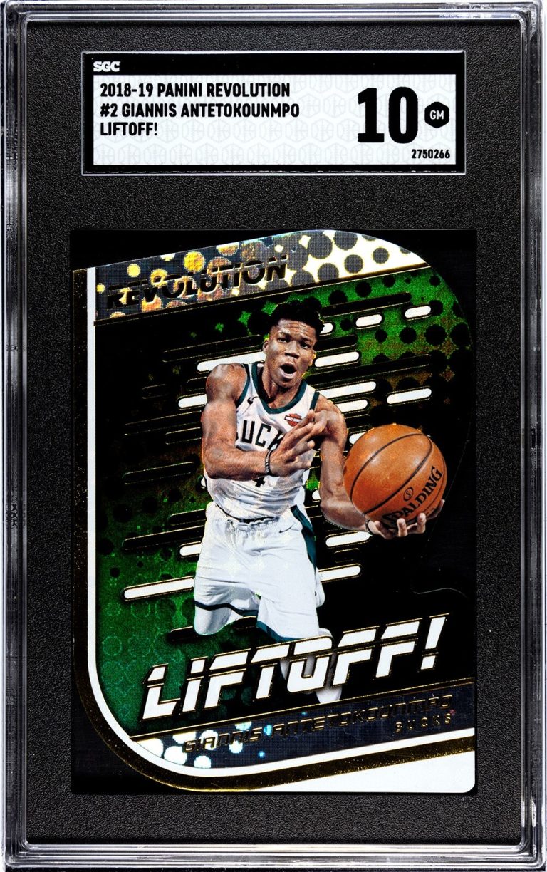 Giannis Antetokounmpo 2018-19 Panini Rev Liftoff! Die-Cut Card- SGC Graded 10 GM